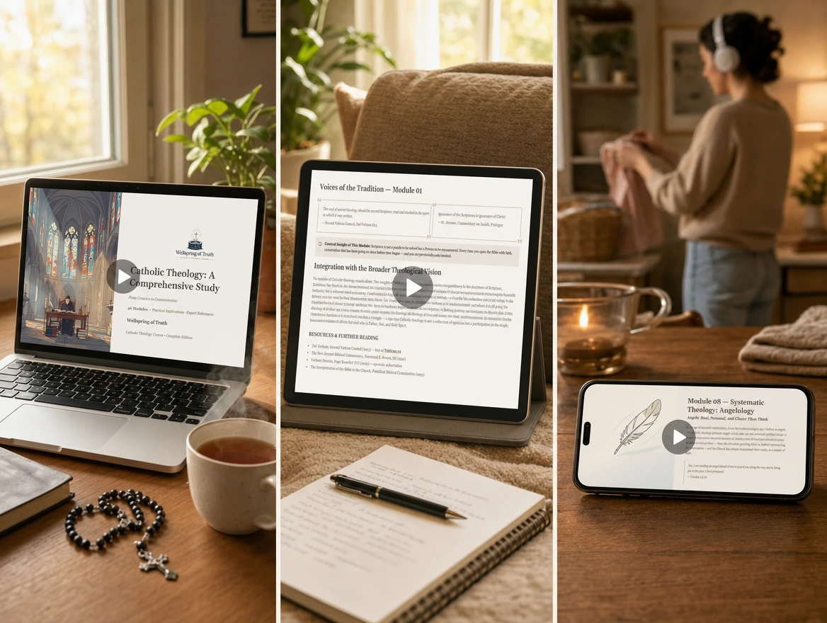 The course used on laptop, tablet and phone in warm home settings